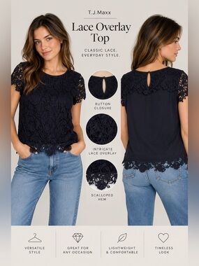 TJ Maxx‎ Lace Overlay Top